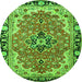 Square Medallion Green Traditional Rug, tr4355grn