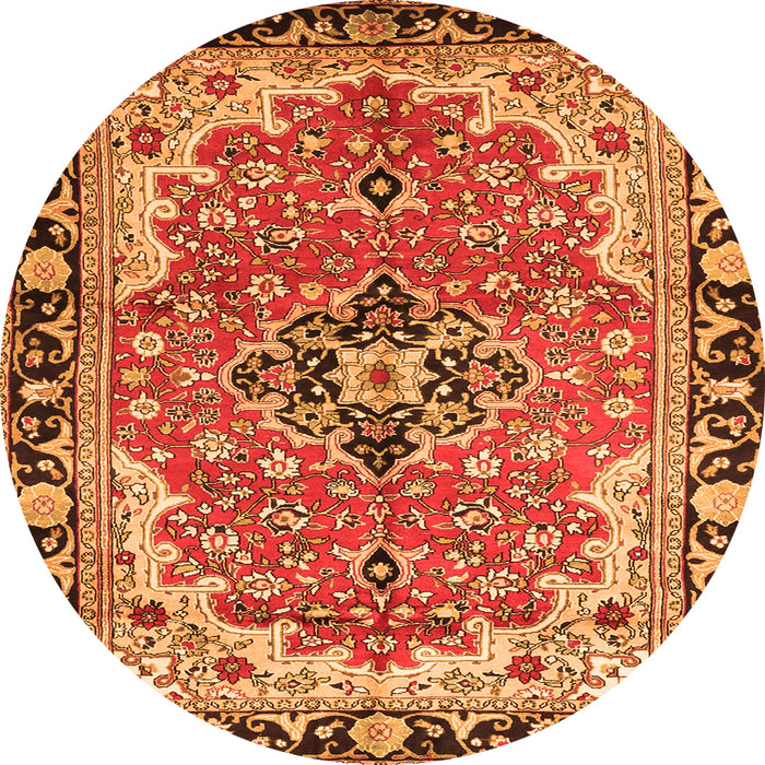 Square Medallion Orange Traditional Rug, tr4355org