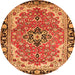 Square Medallion Orange Traditional Rug, tr4355org