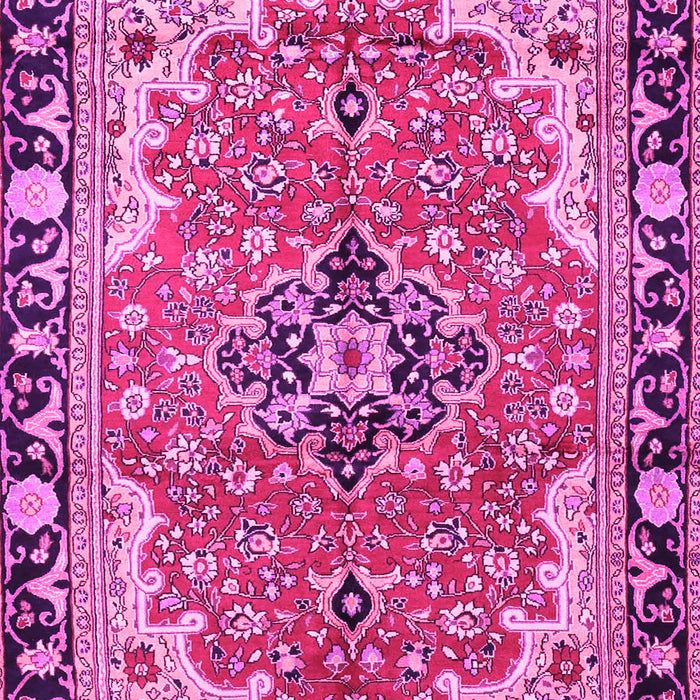 Machine Washable Medallion Pink Traditional Rug, wshtr4355pnk