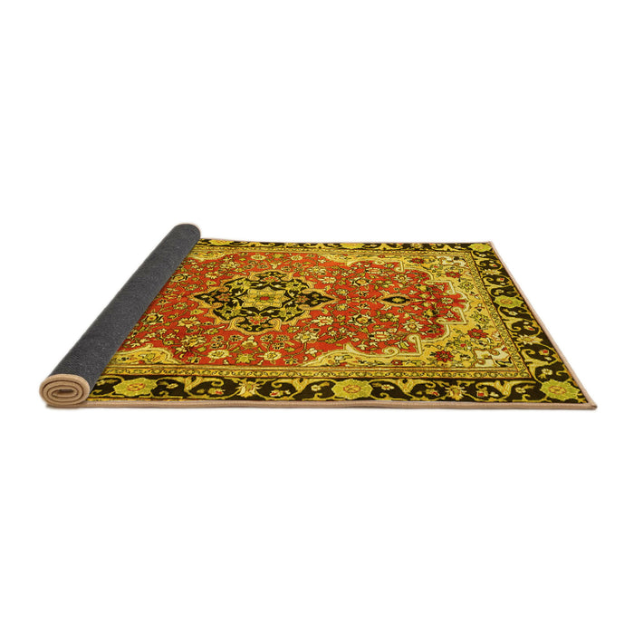 Sideview of Medallion Yellow Traditional Rug, tr4355yw