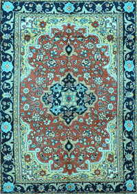 Medallion Light Blue Traditional Rug, tr4355lblu