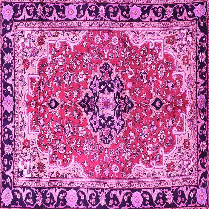Square Machine Washable Medallion Pink Traditional Rug, wshtr4355pnk