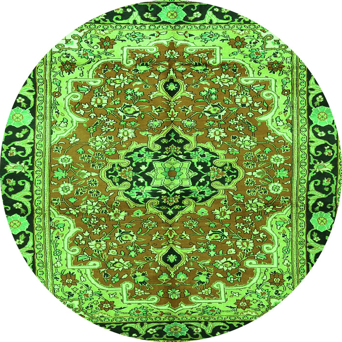 Machine Washable Medallion Green Traditional Area Rugs, wshtr4355grn