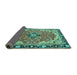 Sideview of Medallion Turquoise Traditional Rug, tr4355turq