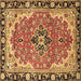 Square Machine Washable Medallion Brown Traditional Rug, wshtr4355brn