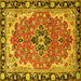 Square Medallion Yellow Traditional Rug, tr4355yw