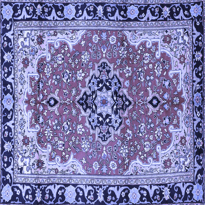 Square Machine Washable Medallion Blue Traditional Rug, wshtr4355blu