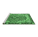 Sideview of Machine Washable Medallion Emerald Green Traditional Area Rugs, wshtr4355emgrn