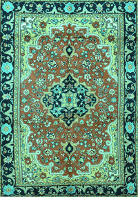 Medallion Turquoise Traditional Rug, tr4355turq