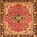 Serging Thickness of Medallion Orange Traditional Rug, tr4355org