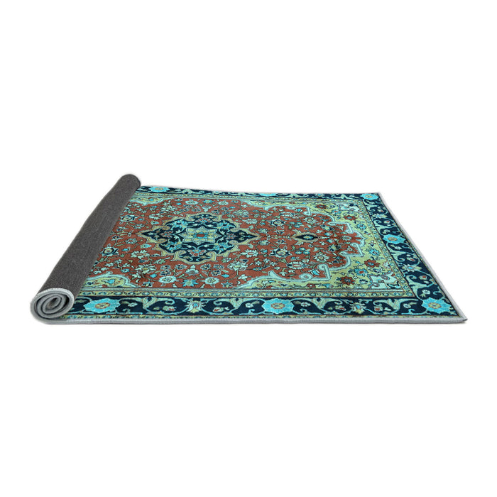 Sideview of Medallion Light Blue Traditional Rug, tr4355lblu