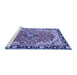 Sideview of Machine Washable Medallion Blue Traditional Rug, wshtr4355blu