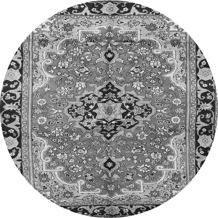 Machine Washable Medallion Gray Traditional Rug, wshtr4355gry