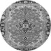 Machine Washable Medallion Gray Traditional Rug, wshtr4355gry