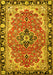 Machine Washable Medallion Yellow Traditional Rug, wshtr4355yw