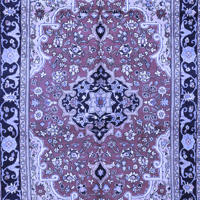 Machine Washable Medallion Blue Traditional Rug, wshtr4355blu