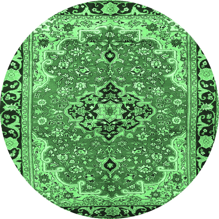 Round Medallion Emerald Green Traditional Rug, tr4355emgrn