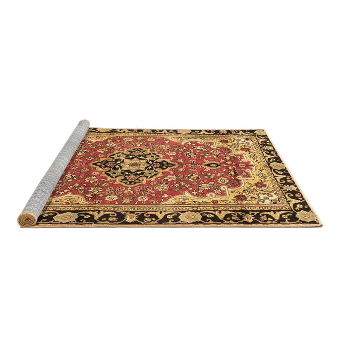 Sideview of Machine Washable Medallion Brown Traditional Rug, wshtr4355brn