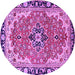 Round Medallion Purple Traditional Rug, tr4355pur