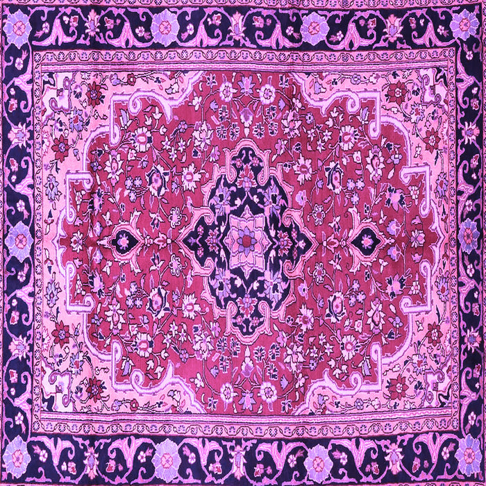 Square Machine Washable Medallion Purple Traditional Area Rugs, wshtr4355pur