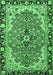 Machine Washable Medallion Emerald Green Traditional Area Rugs, wshtr4355emgrn