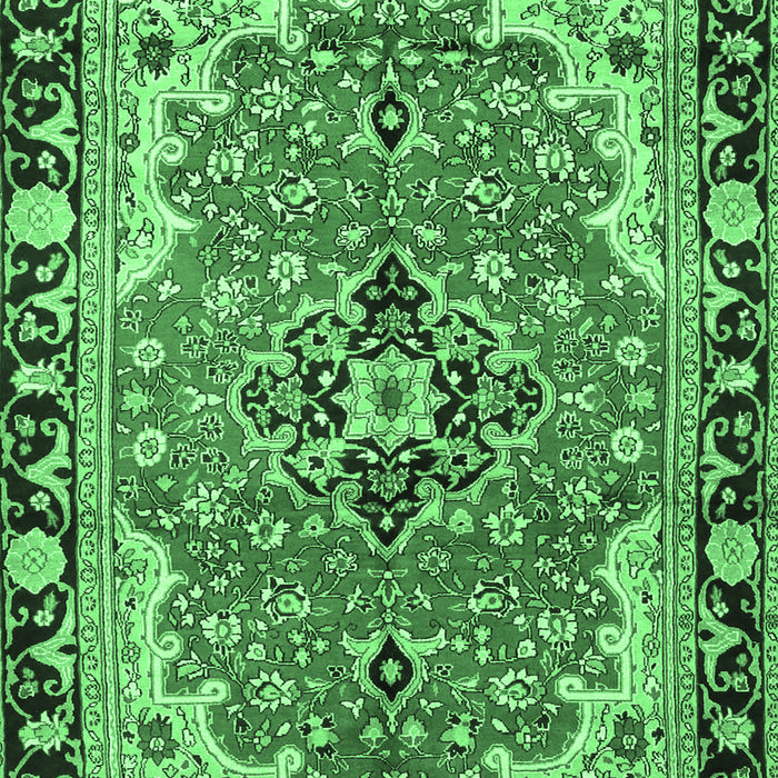Machine Washable Medallion Emerald Green Traditional Area Rugs, wshtr4355emgrn