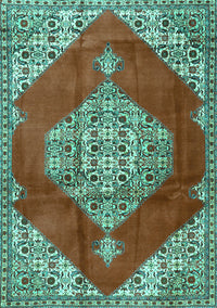 Medallion Turquoise Traditional Rug, tr4356turq