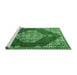 Sideview of Machine Washable Medallion Emerald Green Traditional Area Rugs, wshtr4356emgrn