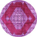 Round Medallion Purple Traditional Rug, tr4356pur