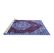 Sideview of Machine Washable Medallion Blue Traditional Rug, wshtr4356blu