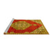 Sideview of Machine Washable Medallion Yellow Traditional Rug, wshtr4356yw