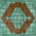 Square Medallion Turquoise Traditional Rug, tr4356turq