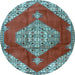 Round Medallion Light Blue Traditional Rug, tr4356lblu