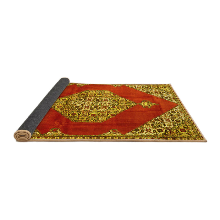 Sideview of Medallion Yellow Traditional Rug, tr4356yw