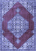 Machine Washable Medallion Blue Traditional Rug, wshtr4356blu