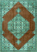 Machine Washable Medallion Turquoise Traditional Area Rugs, wshtr4356turq