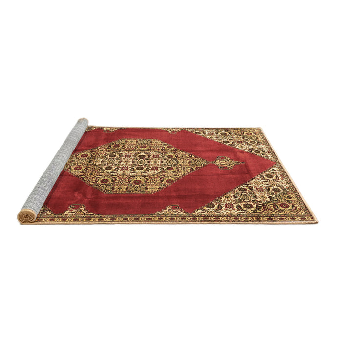 Sideview of Machine Washable Medallion Brown Traditional Rug, wshtr4356brn