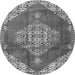 Machine Washable Medallion Gray Traditional Rug, wshtr4356gry