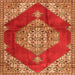 Serging Thickness of Medallion Orange Traditional Rug, tr4356org