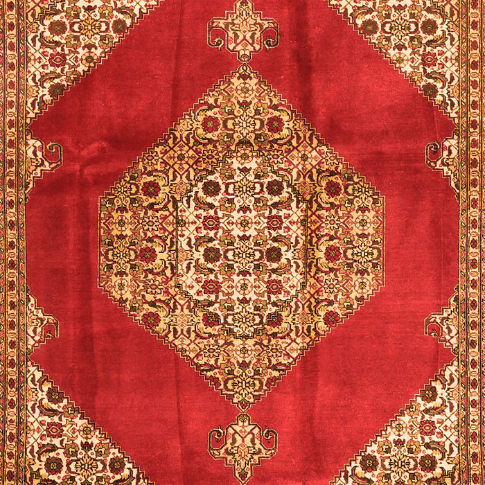 Serging Thickness of Machine Washable Medallion Orange Traditional Area Rugs, wshtr4356org