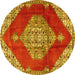 Round Medallion Yellow Traditional Rug, tr4356yw