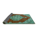 Sideview of Medallion Turquoise Traditional Rug, tr4356turq