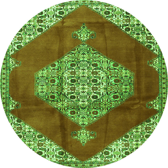 Square Medallion Green Traditional Rug, tr4356grn