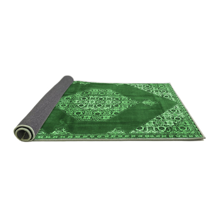 Sideview of Medallion Emerald Green Traditional Rug, tr4356emgrn