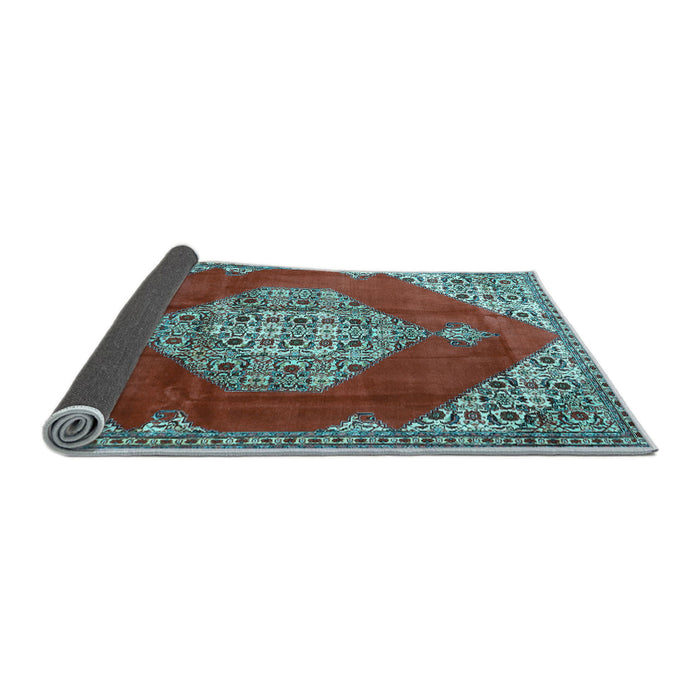 Sideview of Medallion Light Blue Traditional Rug, tr4356lblu