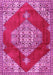 Machine Washable Medallion Pink Traditional Rug, wshtr4356pnk