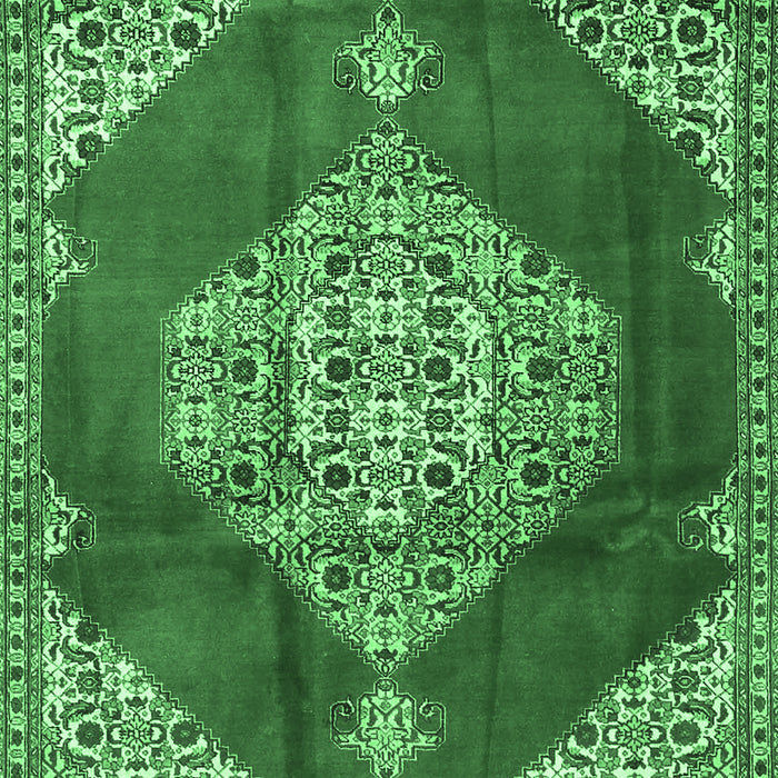Machine Washable Medallion Emerald Green Traditional Area Rugs, wshtr4356emgrn