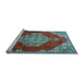 Sideview of Machine Washable Medallion Light Blue Traditional Rug, wshtr4356lblu