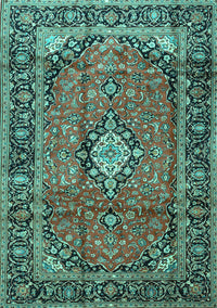 Medallion Turquoise Traditional Rug, tr4357turq